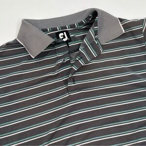 Footjoy Men’s Blue/Gray Striped Medium Short Sleeve Polo‎